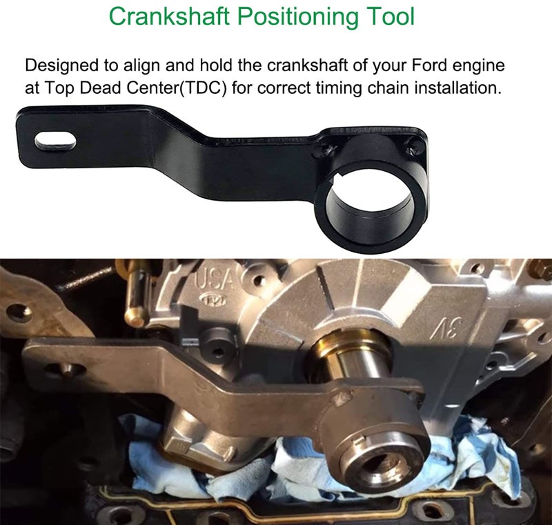KAKO Engines Repair Tools Kit-Valve Spring Compressor Tool, Crankshaft Positioning Tool, Cam Phaser Holding Tool, Timing Chain Locking Wedge Tool, Crankshaft Pulley Bolt for Ford 4.6L 5.4L 6.8L 3V Engines - Image 4